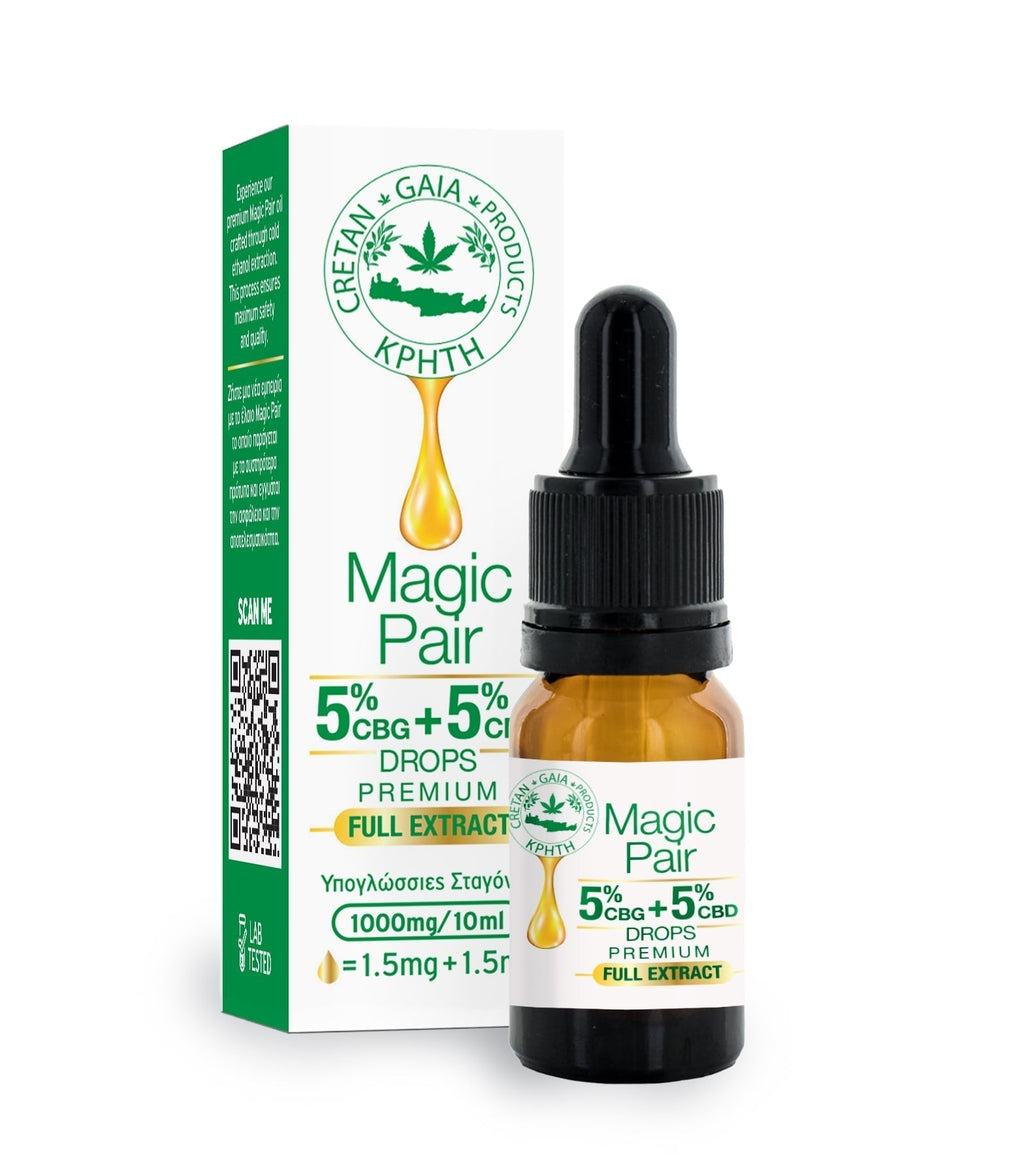 Cretan Gaia Full Extract Magic Pair Cannabis Oil – 5% CBD & 5% CBG, 10ml