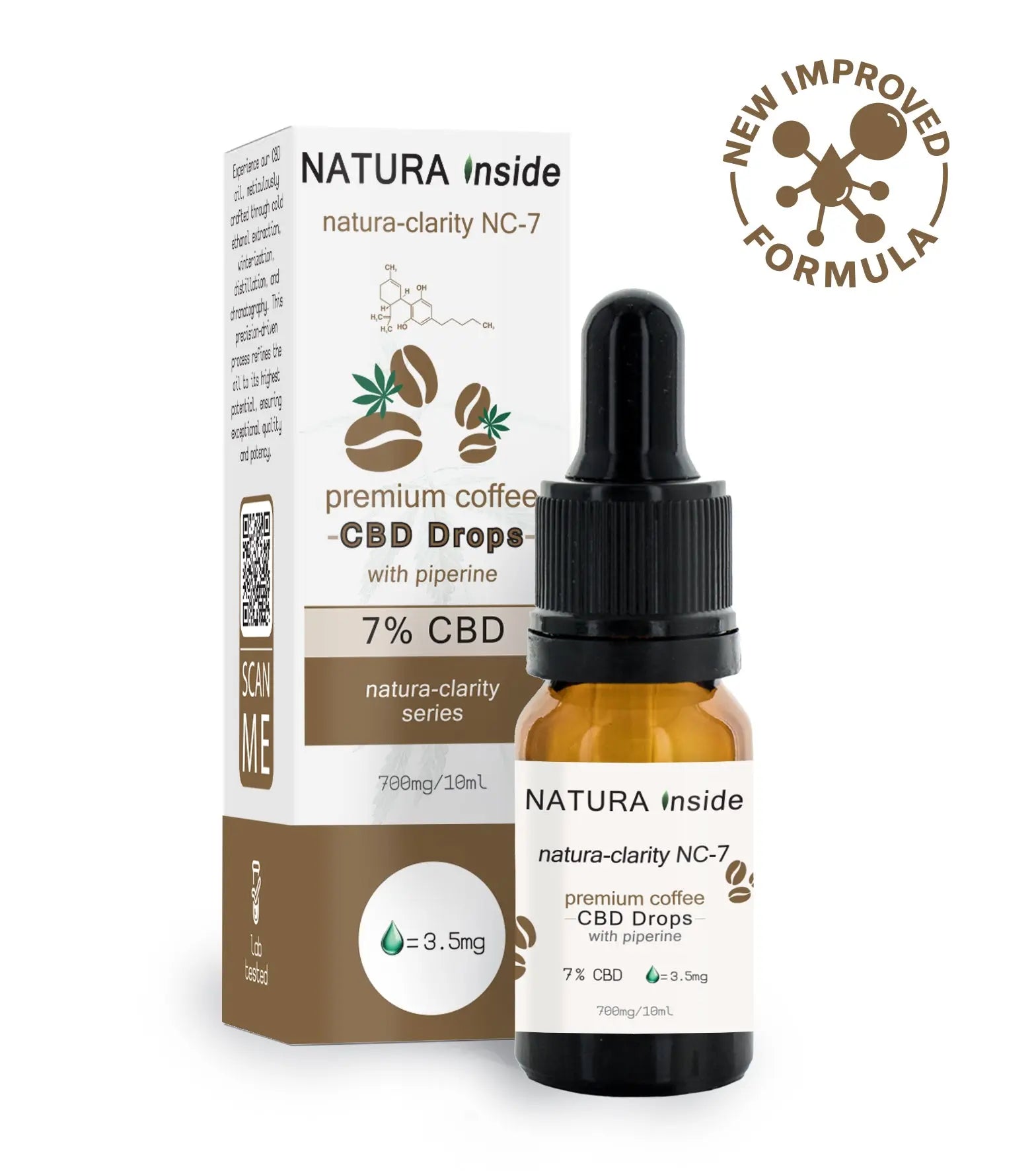 Natura Inside Premium Cannabis Oil – 7% CBD with Piperine & Coffee Oil, Dryas Series, 10ml