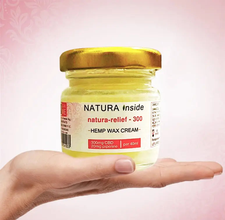 Natura Inside Hemp Wax Cream – 300mg Broad Spectrum CBD, 20mg Piperine, 40ml
